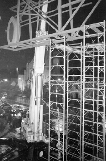 [Scaffolding by night]