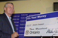 {Premier with dummy cheque]