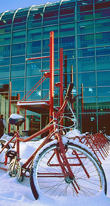 [Red bike, red pipes]
