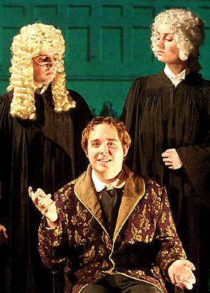 [Two wigs and a dressing-gown]