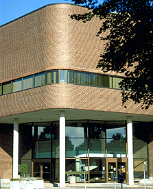 [Red brick, curved corner]