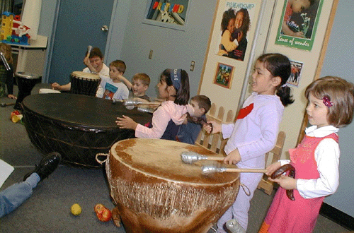 [kids' drum circle]