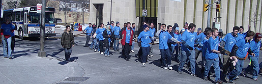 [Engineers and bus all in blue]