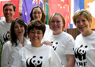 [Smiling faces, WWF T-shirts]