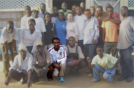 Tariku Kebede is a WUSA student refugee from Ethiopia, seen here in a Kenyan refugee camp, front row.