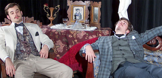 [Two young Victorian gents, oh so indolent]
