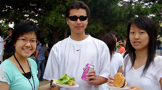 [Three students with munchies]