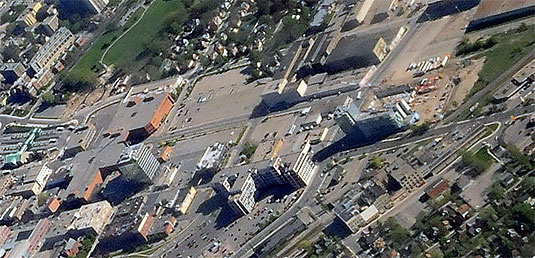 [Downtown Kitchener at a vertiginous angle]