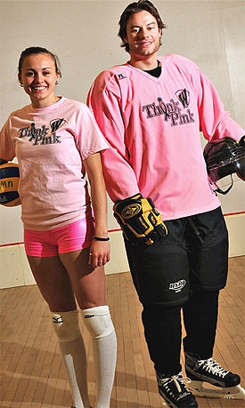 [Pink volleyball and hockey uniforms]