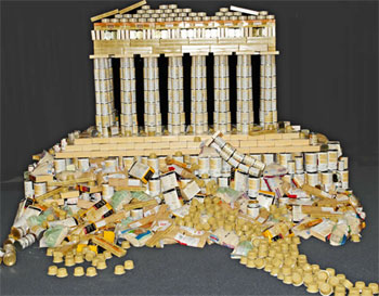 Parthenon model made of cans