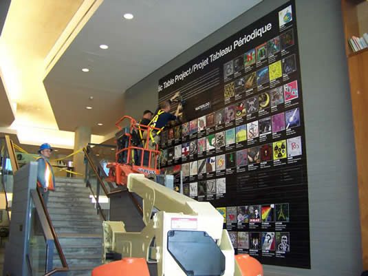 Periodic Table mural being installed in CEIT.