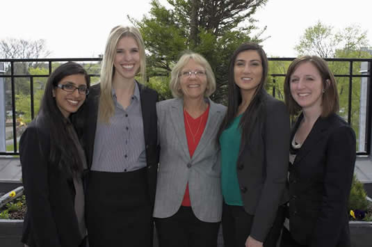 Anum Irfan Khan, Renata Valaitis, Anita Myers (Coach), Sarah Sousa, Mary-Jean Costello