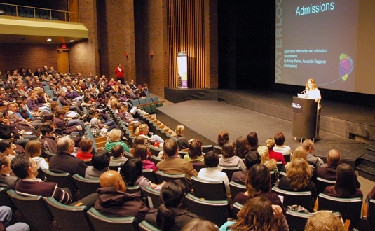 A scene from last year's Grade 10 Family Night in the Humanities Theatre.