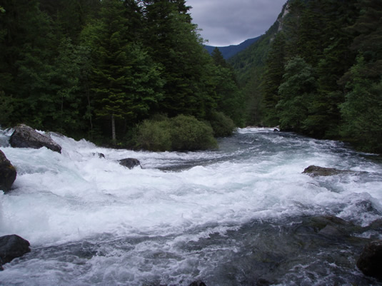 A rapidly moving body of water.