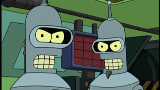 Bender and Flexo from Futurama (a pair of robots).