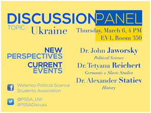 Ukraine panel discussion poster.