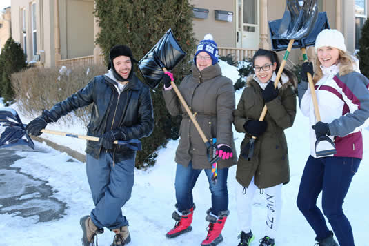 Pictured are (left to right) volunteers Michael Divinski, Victoria Harkes, Judy Vo, and Allie Piatkowski.