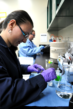 Sorina Chiorean at a lab table.