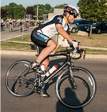 Scott Davis on his bicycle.