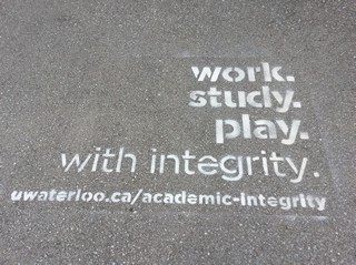 The academic integrity stencil campaign in action.