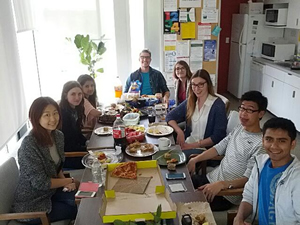 Co-op students share a meal.