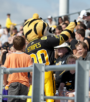 Stripes entertains the crowd at Warrior Field.