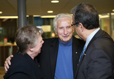 Dr. Barb Schumacher, former president Jim Downey, and Feridun Hamdullahpur.