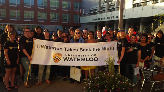Waterloo volunteers at the Take Back The Night march.