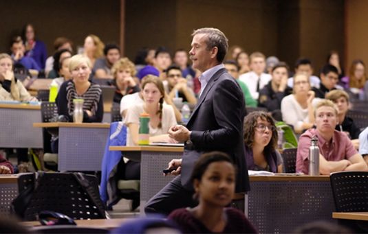 Chris Hadfield delivers a lecture.