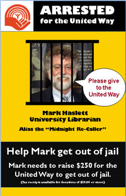 Mark Haslett's United Way campaign poster.