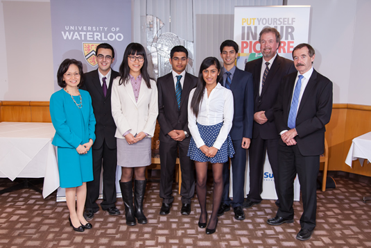 Pearl Sullivan (Dean of Engineering), Andrew Assatory (first-year Chemical Engineering), Sally Dong (first-year, Civil Engineering), Saad Rehman (first-year Mechanical Engineering), Sajani Shah (first-year Science and Business), Simran Singh Wasu (first-y