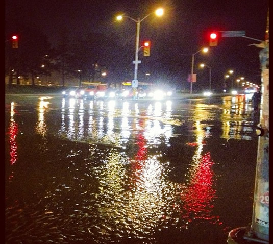 The results of a watermain break near University and Seagram.