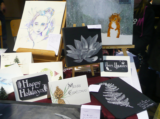 Holiday wares on display at the Arts Symposium.