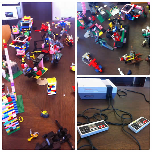 Lego and Nintendo game system.