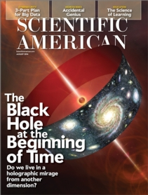Scientific American cover image of "The Black Hole at the Beginning of Time."