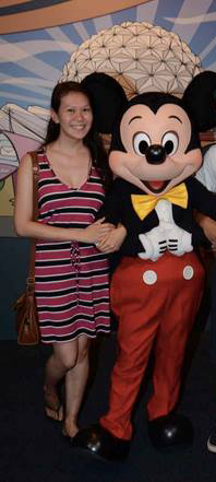 Faith Tang and Mickey Mouse.